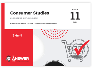 Grade 11 Consumer Studies 3-in-1 CAPS